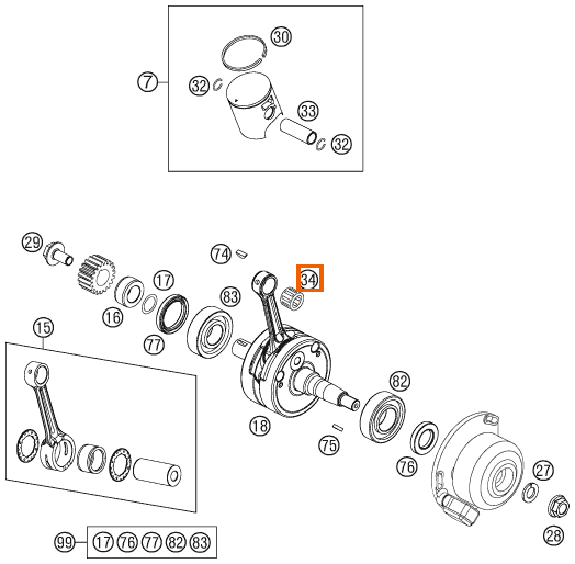 Sworzeń tłoka z łożyskiem