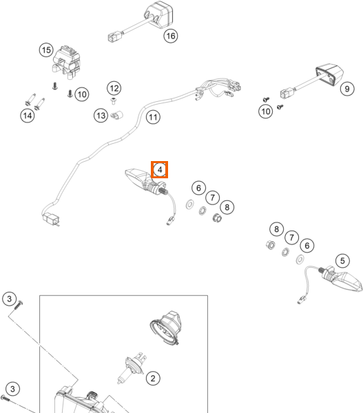 Kierunkowskaz LED przedni prawy/tylny lewy