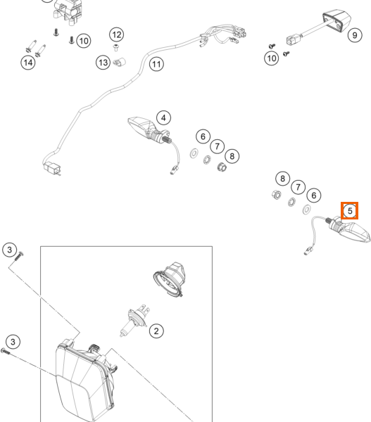 Kierunkowskaz LED przedni lewy / tylny prawy
