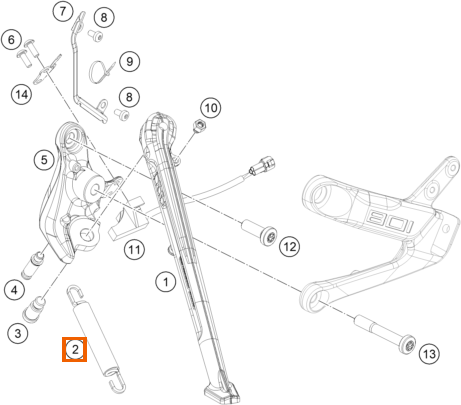 Sprężyna stopki bocznej L=116mm