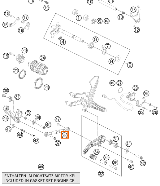 Drążek zmiany biegów kompletny