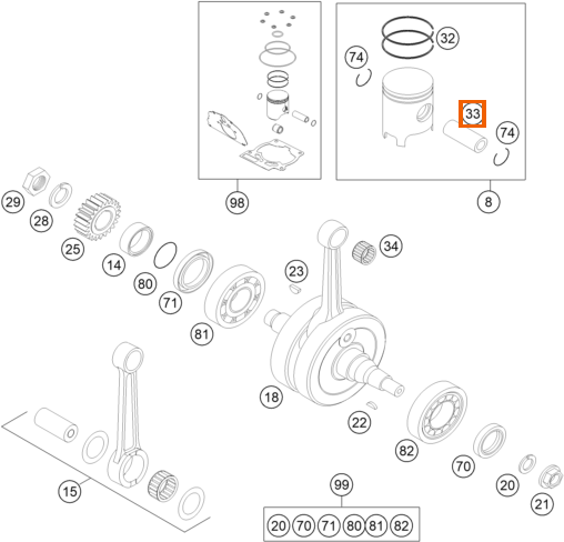 Sworzeń tłoka 15x45,2 125 2001