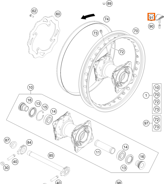 Blokada opony przedniego koła