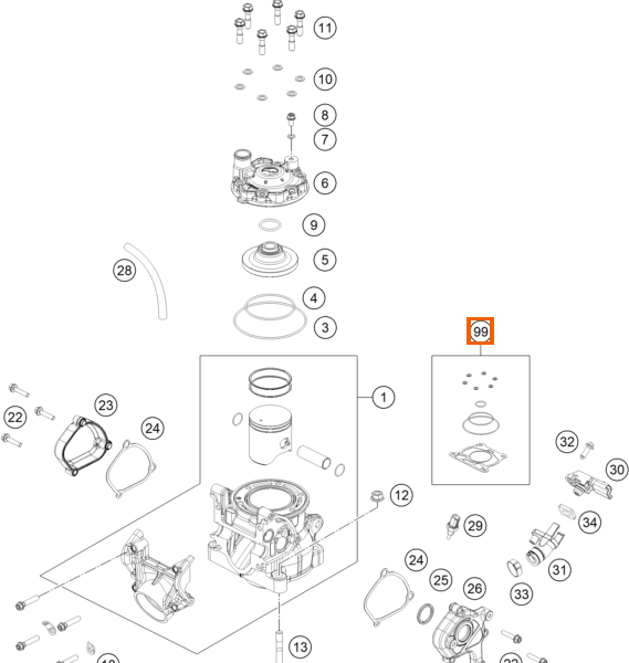 Zestaw uszczelek cylindra MX 125