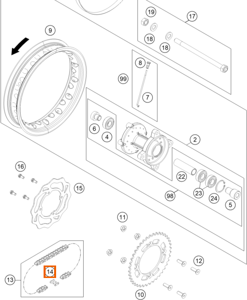 Ogniwo łańcucha 1/2X3/16" 90RS